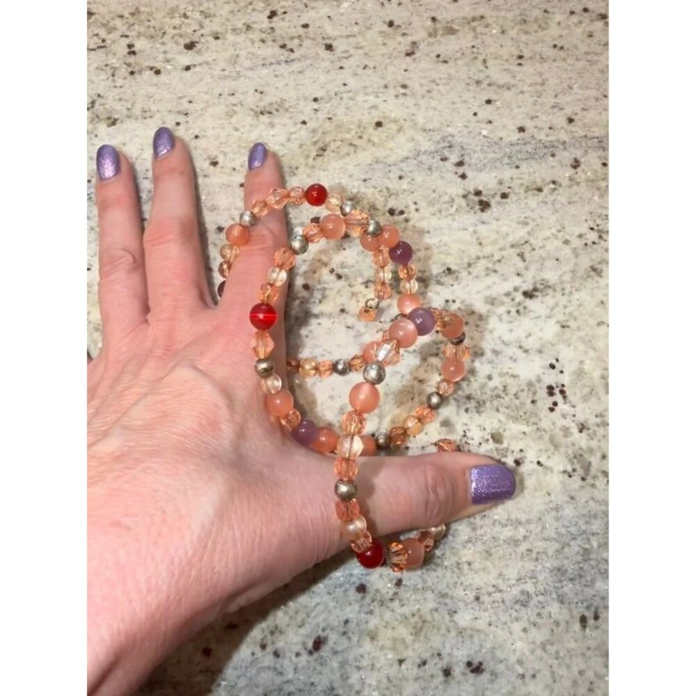 Lia Sophia Orange & Red Beaded Multi-Row Stretch Bracelet - Picture 2 of 5